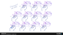 Size: 1280x720 | Tagged: safe, artist:lauren faust, imported from derpibooru, deer, reindeer, them's fightin' herds, community related, concept art, male, monochrome, reference sheet, simple background, stag, stronghoof hoofstrong (tfh), white background