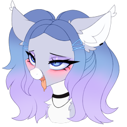 Size: 3000x3000 | Tagged: safe, artist:pesty_skillengton, imported from derpibooru, oc, oc only, bat pony, pony, ahegao, blushing, collar, ear fluff, female, open mouth, simple background, sketch, solo, tongue out, transparent background