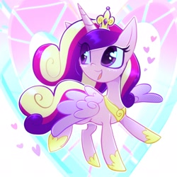 Size: 2048x2048 | Tagged: safe, artist:qwennondeathdie, imported from derpibooru, princess cadance, alicorn, pony, crown, cute, cutedance, female, happy, heart, heart eyes, jewelry, mare, open mouth, open smile, regalia, smiling, solo, wingding eyes