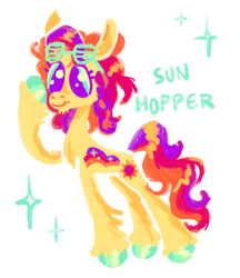 Size: 1280x1481 | Tagged: safe, artist:webkinzworldz, imported from derpibooru, earth pony, pony, fusion, fusion:sunny daze (g3), fusion:sunny starscout, glasses, simple background, solo, white background