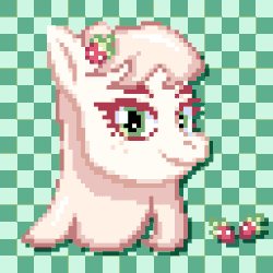 Size: 256x256 | Tagged: safe, artist:rosy_eclairs, imported from derpibooru, earth pony, animated, blinking, female, food, gif, mare, pixel art, strawberry
