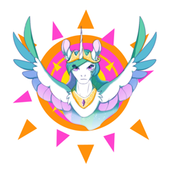 Size: 1000x1000 | Tagged: safe, artist:重度福瑞控患者, imported from derpibooru, princess celestia, alicorn, pony, female, mare, simple background, solo, white background