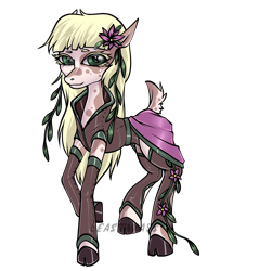 Size: 1302x1364 | Tagged: safe, artist:leastways, imported from derpibooru, oc, oc only, deer, deer pony, original species, blonde, blonde hair, commission, deer oc, flower, flower in hair, flowing mane, nature, non-pony oc, plant, reference sheet, signature, simple background, solo, superhero, superhero costume, transparent background