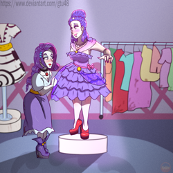 Size: 1920x1920 | Tagged: safe, artist:gtu48, imported from derpibooru, rarity, human, equestria girls, ballora, crossover, duo, female, five nights at freddy's, five nights at freddy's: sister location, indoors