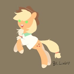 Size: 1000x1000 | Tagged: safe, artist:ling_ovo0127, imported from derpibooru, applejack, earth pony, pony, brown background, female, simple background, solo