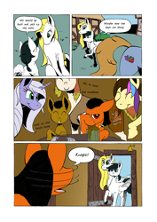 Size: 905x1280 | Tagged: safe, artist:darkhestur, imported from derpibooru, oc, oc:aspen, oc:dusk, oc:knight, oc:lovely pages, oc:morro, oc:sigrid, oc:white blade, comic