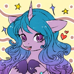 Size: 1000x1000 | Tagged: safe, artist:ling_ovo0127, imported from derpibooru, izzy moonbow, pony, unicorn, female, g5, open mouth, solo