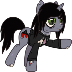 Size: 1126x1132 | Tagged: safe, artist:lightningbolt, derpibooru exclusive, imported from derpibooru, pony, undead, unicorn, zombie, zombie pony, .svg available, bags under eyes, bloodshot eyes, bone, clothes, colored pupils, disguise, disguised siren, fangs, frown, horn, jewelry, kellin quinn, lidded eyes, long sleeves, male, necklace, ponified, raised hoof, raised leg, scar, show accurate, simple background, sleeping with sirens, slit pupils, solo, stallion, stitches, svg, torn clothes, torn ear, transparent background, vector, walking