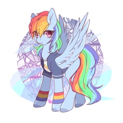 Size: 1500x1500 | Tagged: safe, artist:ling_ovo0127, imported from derpibooru, rainbow dash, pegasus, pony, female, partial background, simple background, solo, white background