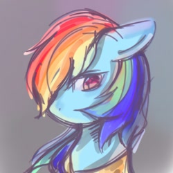 Size: 800x800 | Tagged: safe, artist:ling_ovo0127, imported from derpibooru, rainbow dash, pegasus, pony, bust, female, gray background, simple background, solo