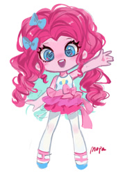 Size: 883x1227 | Tagged: safe, artist:卯卯七, imported from derpibooru, pinkie pie, human, equestria girls, chibi, heart, heart eyes, looking at you, solo, waving, waving at you, wingding eyes