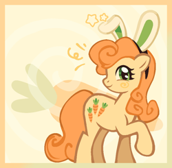 Size: 690x675 | Tagged: dead source, safe, artist:1hoorn, imported from derpibooru, carrot top, golden harvest, earth pony, pony, bunny ears, solo