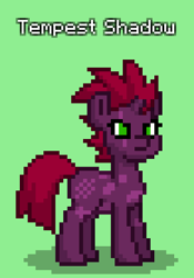 Size: 588x840 | Tagged: safe, imported from derpibooru, tempest shadow, pony, unicorn, pony town, green background, scar, simple background, solo