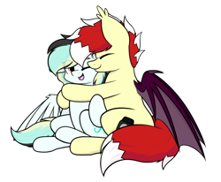 Size: 2326x1913 | Tagged: safe, artist:aaathebap, imported from derpibooru, oc, oc:aaaaaaaaaaa, oc:swifty breeze, duo, hug, snuggling