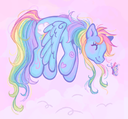 Size: 1280x1187 | Tagged: safe, artist:1hoorn, imported from derpibooru, rainbow dash, butterfly, pegasus, pony, g3, solo