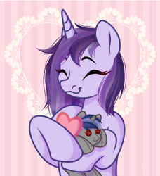 Size: 2438x2675 | Tagged: safe, artist:dubina, imported from derpibooru, oc, oc only, oc:dreaming bell, oc:dreaming star, pony, unicorn, cute, female, heart, heart pillow, horn, mare, ocbetes, pillow, plushie, solo, unicorn oc