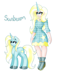 Size: 4922x6290 | Tagged: safe, artist:dazzlingmimi, imported from derpibooru, sunbeam, human, g1, g1 to g4, g4, generation leap, horn, horned humanization, humanized, self paradox, self ponidox, simple background, transparent background