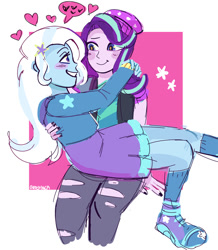 Size: 1151x1320 | Tagged: safe, artist:cherivinca, imported from derpibooru, starlight glimmer, trixie, human, equestria girls, duo, female, lesbian, shipping, startrix