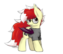 Size: 2221x1891 | Tagged: safe, artist:aaathebap, imported from derpibooru, oc, oc only, oc:aaaaaaaaaaa, bat pony, pony, bat pony oc, clothes, glasses, looking offscreen, male, shirt, simple background, solo, t-shirt, white background