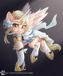 Size: 3403x4096 | Tagged: safe, artist:caddea, artist:caddeaartsfw, imported from derpibooru, alicorn, pony, clothes, flower, flower in hair, genshin impact, hoof shoes, lumine (genshin impact), ponified