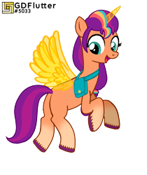 Size: 737x878 | Tagged: safe, artist:thread8, imported from derpibooru, sunny starscout, alicorn, pony, butt, flying, g5, missing cutie mark, plot, race swap, simple background, sunny starbutt, sunnycorn, transparent background, watermark