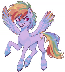 Size: 1369x1514 | Tagged: safe, artist:doctor-pepo, imported from derpibooru, rainbow dash, pegasus, pony, alternate design, simple background, solo