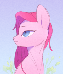 Size: 1074x1256 | Tagged: safe, artist:deadgirliee, imported from derpibooru, pinkie pie, earth pony, pony, bust, female, gradient background, mare, pinkamena diane pie, solo, turned head