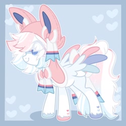 Size: 2048x2048 | Tagged: safe, artist:moonydropps, imported from derpibooru, oc, oc only, pegasus, pony, blue eyes, bow, ears, hair, hat, mane, smiling, solo, spread wings, tail, wings