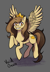 Size: 1668x2388 | Tagged: safe, artist:voiid oasis, imported from derpibooru, oc, oc:prince whateverer, pegasus, pony, crown, flying, jewelry, male, regalia, smiling, solo, spread wings, wings