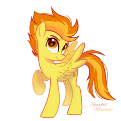 Size: 3500x3500 | Tagged: safe, artist:starfallmoonlight, imported from derpibooru, spitfire, pegasus, pony, female, looking at something, mare, simple background, solo, spread wings, standing, white background, wings