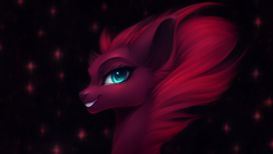 Size: 1024x576 | Tagged: safe, imported from derpibooru, fizzlepop berrytwist, tempest shadow, earth pony, pony, ai content, ai generated, cute, female, mare, race swap, simple background, solo