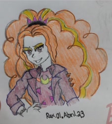 Size: 1700x1872 | Tagged: safe, artist:furraxy_01, imported from derpibooru, adagio dazzle, human, equestria girls, solo, traditional art