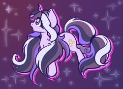 Size: 1800x1300 | Tagged: safe, artist:koapony, imported from derpibooru, oc, oc:star cluster, pony, unicorn, eye clipping through hair, freckles, open mouth, solo, sparkles