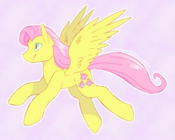Size: 1769x1412 | Tagged: safe, artist:makaroni923, imported from derpibooru, fluttershy, pegasus, pony, female, mare, pink background, simple background, solo