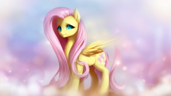 Size: 1024x576 | Tagged: safe, imported from derpibooru, fluttershy, pegasus, pony, ai content, ai generated, cute, female, mare, solo