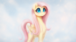Size: 1024x576 | Tagged: safe, imported from derpibooru, fluttershy, pegasus, pony, ai content, ai generated, cute, female, mare, simple background, solo