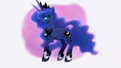 Size: 1024x576 | Tagged: safe, imported from derpibooru, princess luna, alicorn, pony, ai content, ai generated, cute, female, mare, simple background, solo, white background