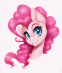 Size: 768x896 | Tagged: safe, imported from derpibooru, pinkie pie, earth pony, pony, ai content, ai generated, bust, cute, female, mare, portrait, simple background, solo, white background