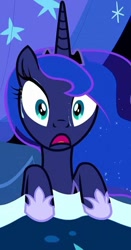 Size: 401x764 | Tagged: safe, imported from derpibooru, screencap, princess luna, alicorn, pony, scared, solo, stars, sweat