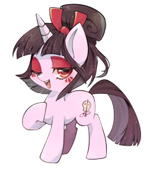 Size: 2447x2882 | Tagged: safe, artist:sibashen, imported from derpibooru, oc, pony, unicorn, female, mare, one eye closed, simple background, solo, transparent background, wink