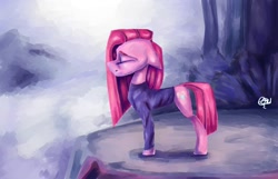 Size: 1200x775 | Tagged: safe, artist:mannybcadavera, imported from derpibooru, pinkie pie, earth pony, pony, clothes, eyes closed, female, long sleeved shirt, long sleeves, mare, pinkamena diane pie, shirt, solo