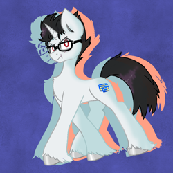 Size: 1080x1080 | Tagged: safe, artist:flower-black, imported from derpibooru, oc, oc:chamán roxas, pony, unicorn, blue background, glasses, simple background