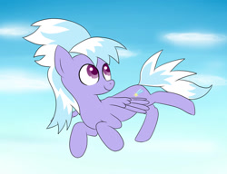 Size: 1019x784 | Tagged: safe, artist:ccortxx, imported from derpibooru, cloudchaser, pegasus, pony, cloud, flying, sky, smiling, solo