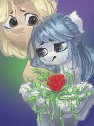 Size: 1500x2000 | Tagged: safe, imported from derpibooru, oc, pony, crying, duo, flower, sad