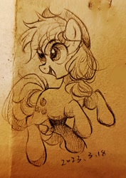 Size: 1681x2379 | Tagged: safe, artist:starfallmoonlight, imported from derpibooru, applejack, pony, female, mare, running, sketch, solo