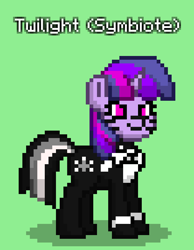 Size: 624x804 | Tagged: safe, imported from derpibooru, twilight sparkle, pony, unicorn, pony town, green background, simple background, solo, symbiote, venom