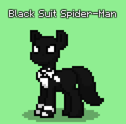 Size: 756x744 | Tagged: safe, imported from derpibooru, pony, pony town, black suit, green background, marvel, simple background, solo, spider-man, symbiote