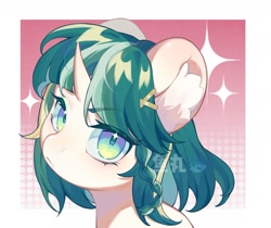Size: 1966x1653 | Tagged: safe, artist:ywn10804439, imported from derpibooru, oc, oc only, pony, unicorn, bust, curved horn, female, horn, solo, unicorn oc