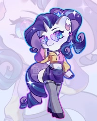 Size: 1056x1322 | Tagged: safe, artist:ywn10804439, imported from derpibooru, rarity, anthro, unguligrade anthro, unicorn, female, midriff, solo, zoom layer