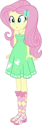 Size: 288x844 | Tagged: safe, imported from derpibooru, fluttershy, human, equestria girls, street chic, spoiler:eqg series (season 2), background removed, bare shoulders, clothes, cute, dress, green dress, pretty, shyabetes, simple background, strapless, strapless dress, summer dress, transparent background